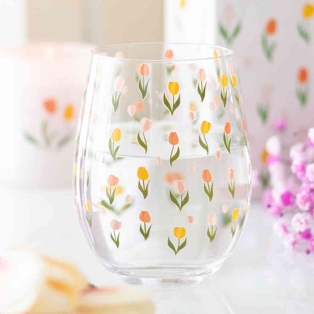 Something Different - Tulip Print Stemless Glaswaren - Mehrfarben